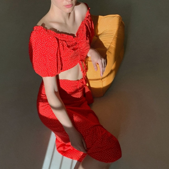 Cropped Polka Dot Top Red/White - Picture 2 of 8